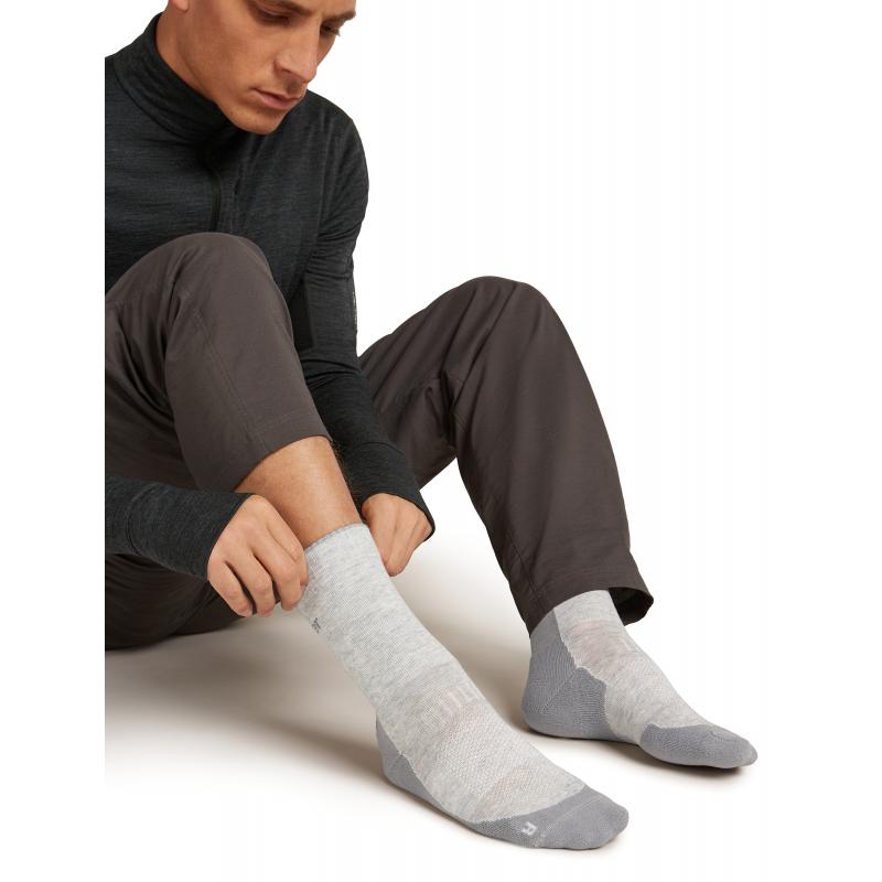 Icebreaker Icebreaker Mens Merino Hike+ Light Crew 0hn Blizzard Hthr-Alloy 0A578O Platou Sport Bergen 3