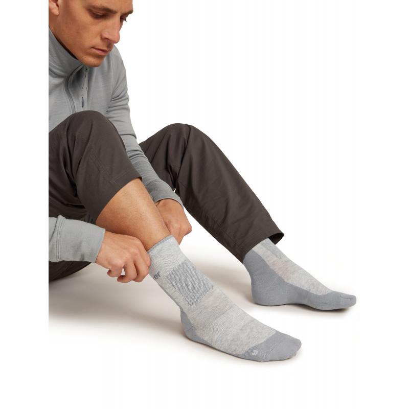 Icebreaker Icebreaker Mens Merino Hike+ Medium Crew 0hn Blizzard Hthr-Alloy 0A578M Platou Sport Bergen 3