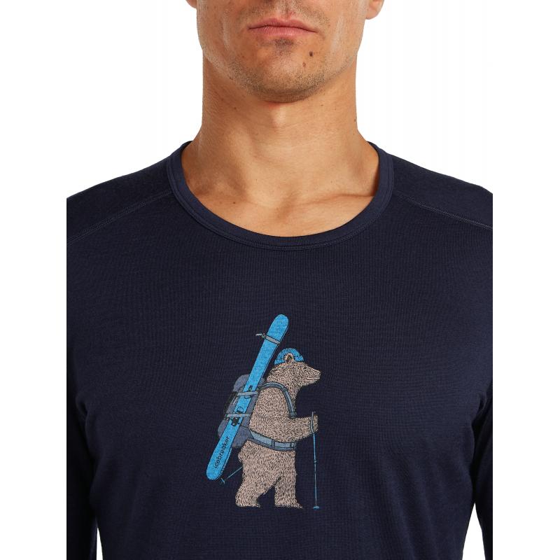 Icebreaker Icebreaker Mens Merion 200 Oasis LS Crewe Bear Tour Midnight Navy 0A57GK Platou Sport Bergen 5
