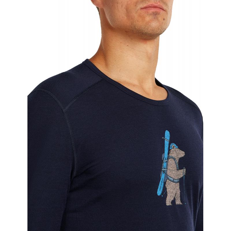 Icebreaker Icebreaker Mens Merion 200 Oasis LS Crewe Bear Tour Midnight Navy 0A57GK Platou Sport Bergen 7