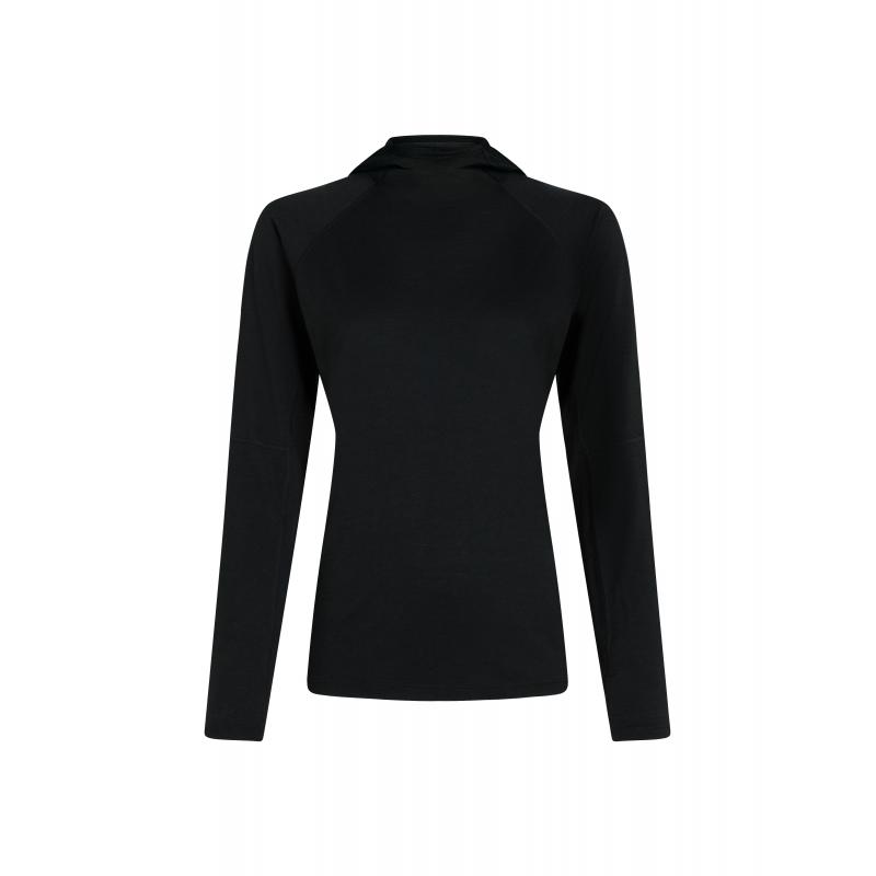 Icebreaker Icebreaker Womens 150 Merinofine Ace LS Hoodie Black 0A577G Platou Sport Bergen 1
