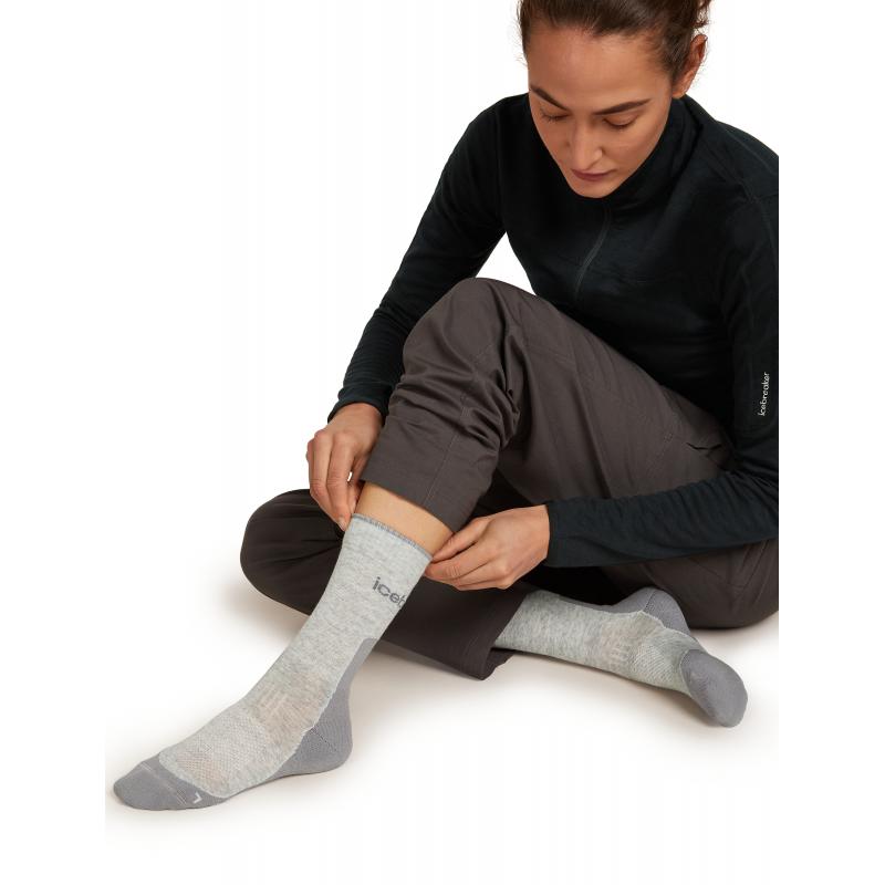 Icebreaker Icebreaker Womens Merino Hike+ Light Crew 0hn Blizzard Hthr-Alloy 0A578K Platou Sport Bergen 5