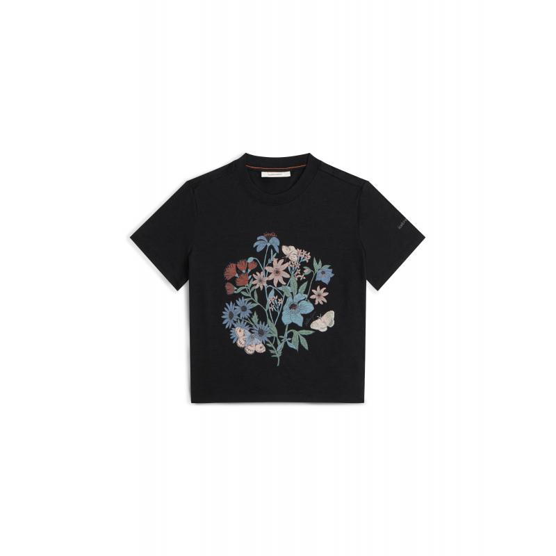 Icebreaker Icebreaker Womens Merion 150 Tech Lite SS Crop Tee NZ Flora Black 0A57FZ Platou Sport Bergen 1