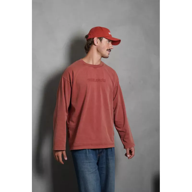 Pre Après Distressed Long Sleeve Brick Red - Bilde 3