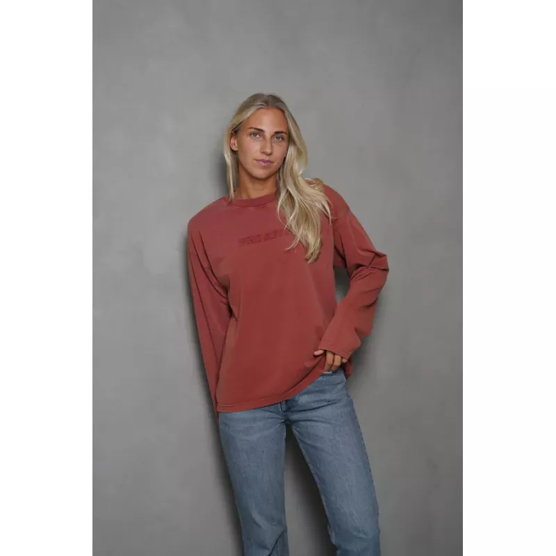 Pre Après Distressed Long Sleeve Brick Red - Bilde 4