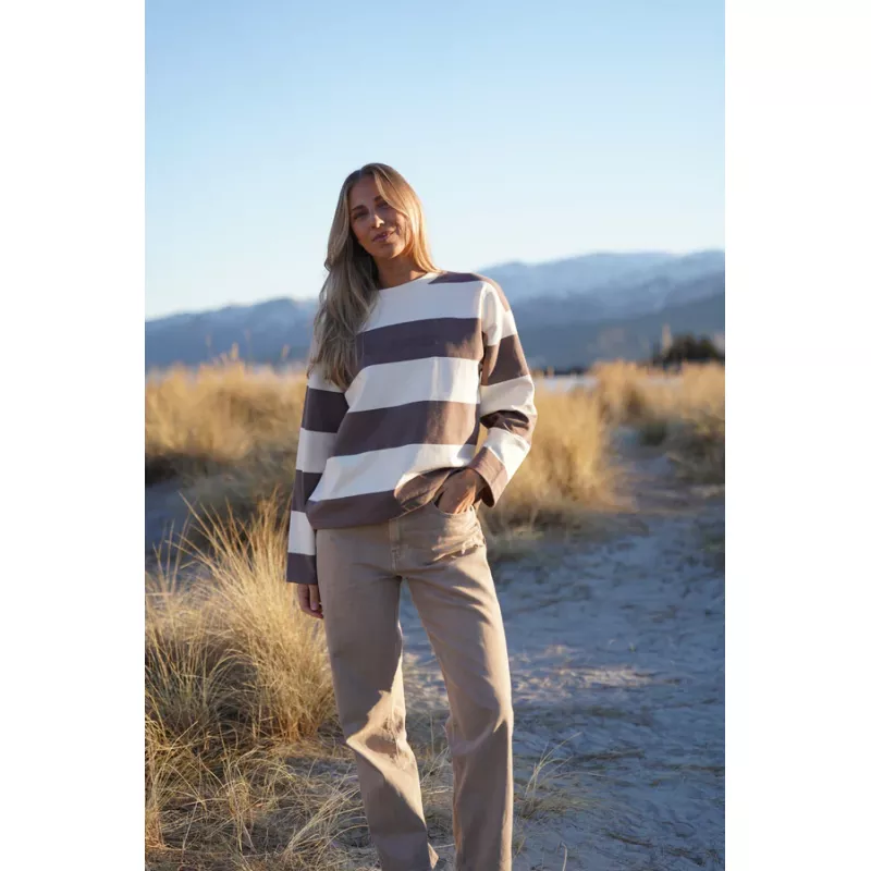 Pre Après Distressed Striped Long Sleeve Brown/White - Bilde 4