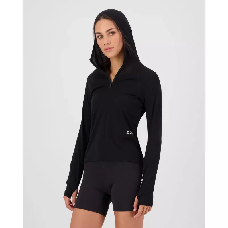 Mons Royale Bella Merino Long Sleeve Hood Black Daisy - Bilde 5