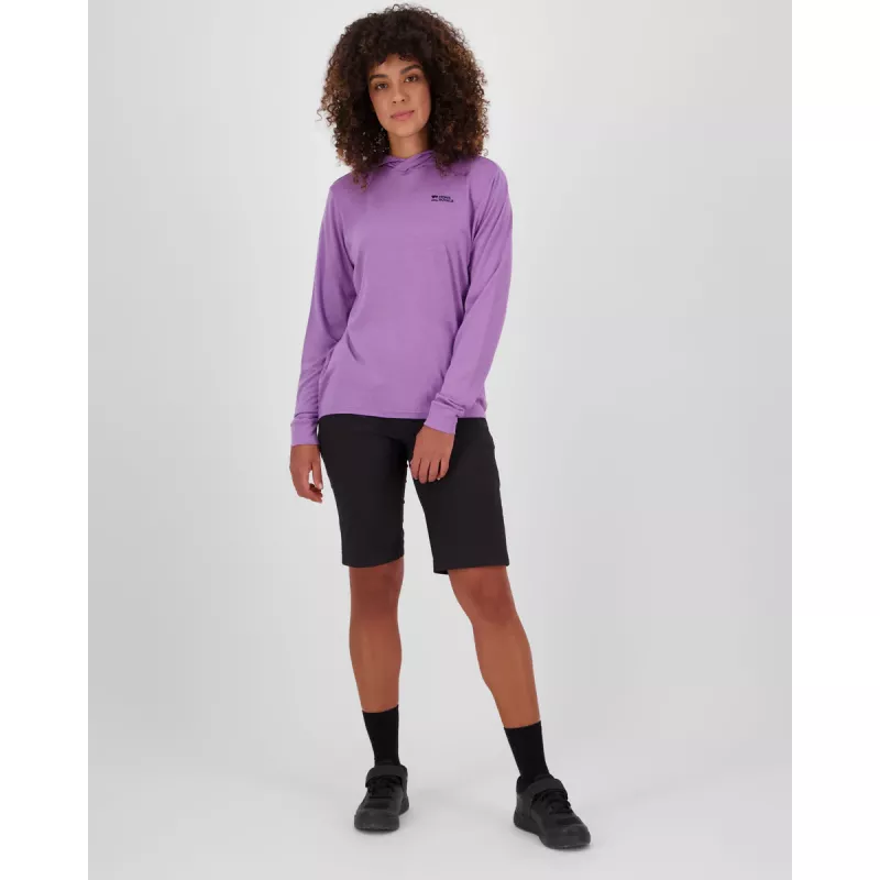 Mons Royale Bella Merino Long Sleeve Hood Womens Bloom