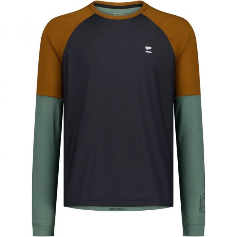 Mons Royale Tarn Merino Bike Wind Jersey Mens Cypress/Caramel/Black