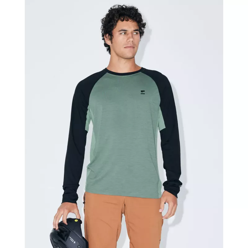Mons Royale Tarn Merino Long Sleeve Mens Cypress/Black/Thyme