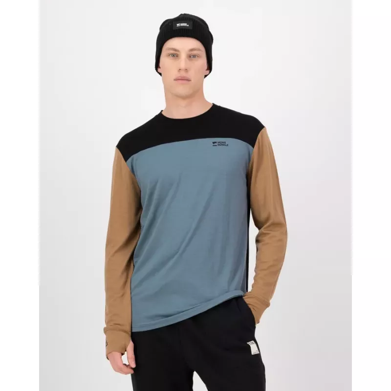 Mons Royale Yotei Merino Long Sleeve Goblin Blue / Toffee