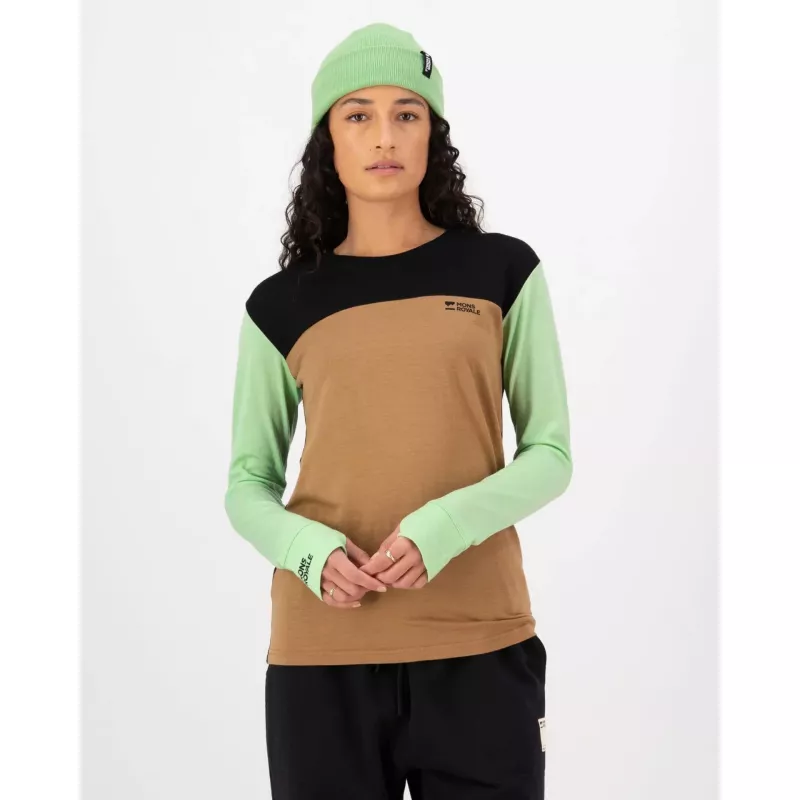 Mons Royale Yotei Merino Long Sleeve Matcha / Toffee / Black