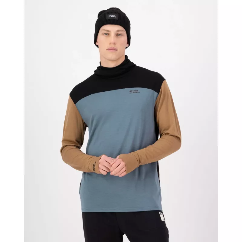 Mons Royale Yotei Merino Powder Hood Long Sleeve Goblin Blue / Toffee