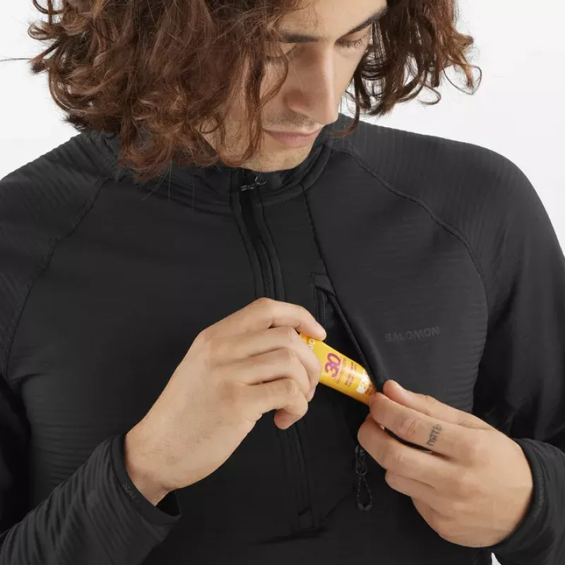 Salomon Essential Lightwarm HalfZip Mens Deep Black