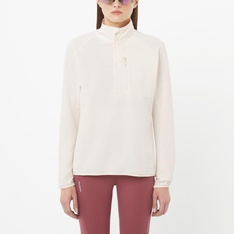 Salomon Essential Lightwarm Half zip Womens Whisper White