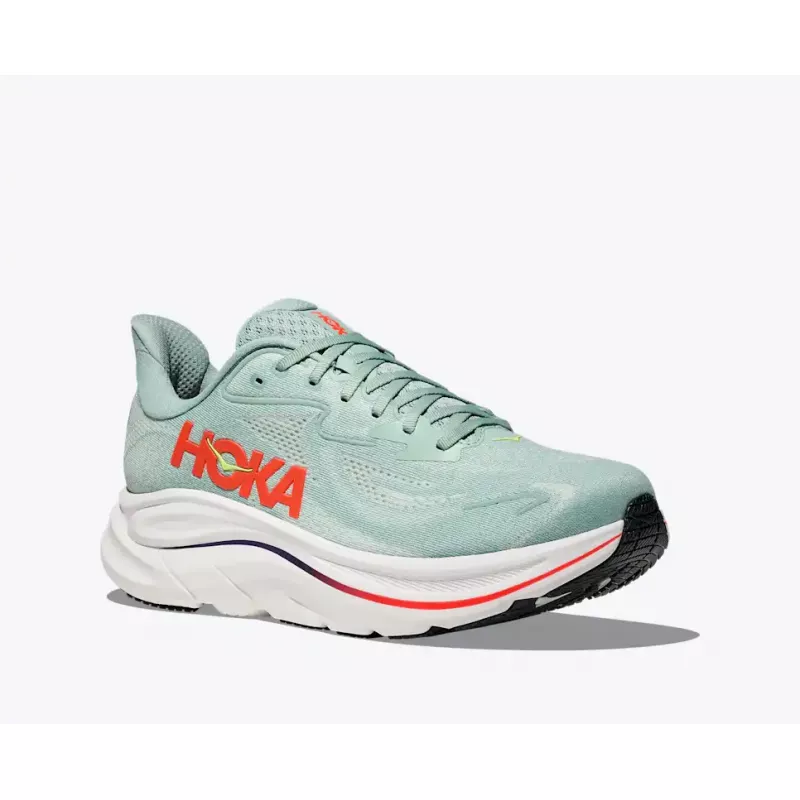 Hoka Clifton 10 Mens Sage/Neon Flame