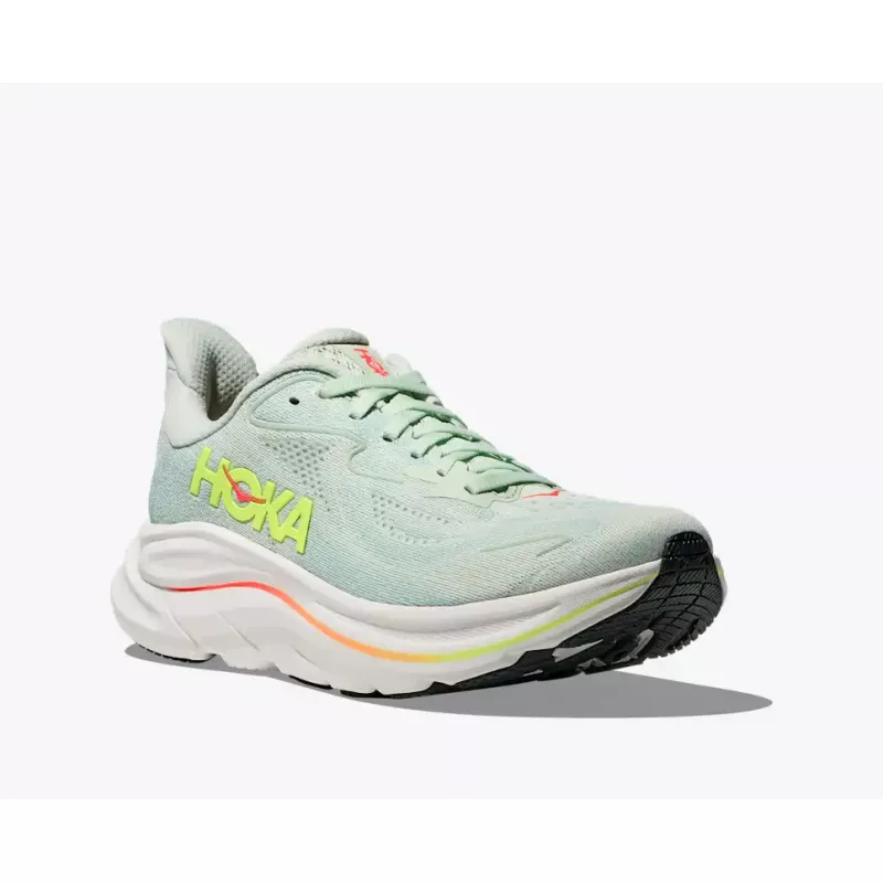 Hoka Clifton 10 Womens Sea Glass/Neon Flame