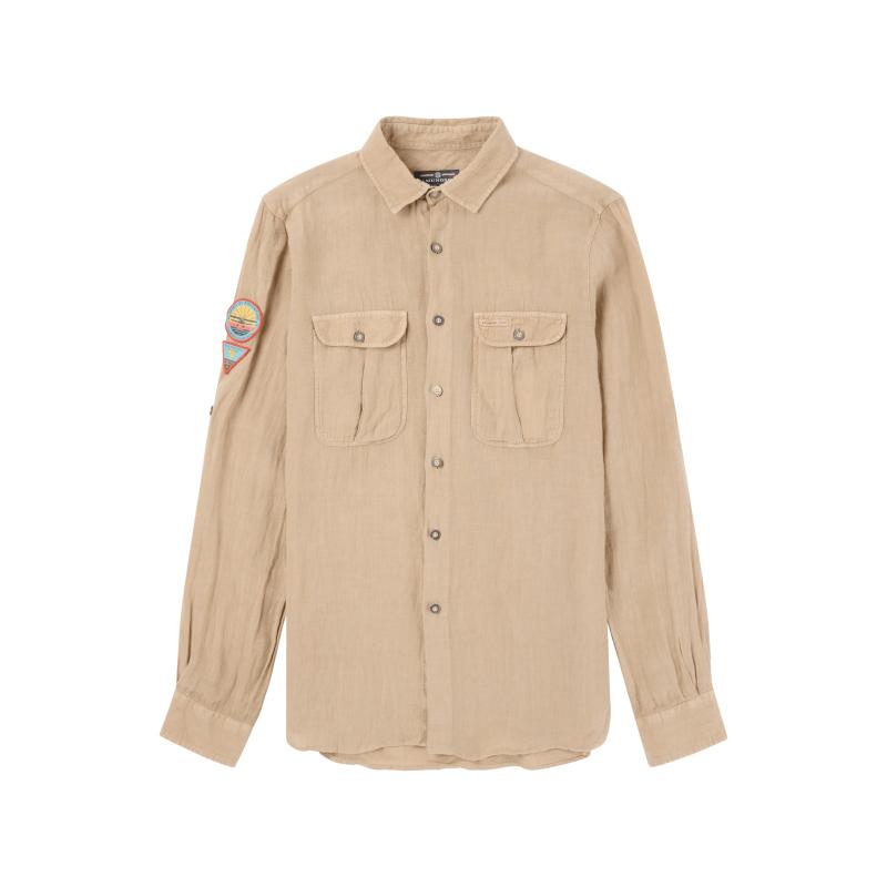 Amundsen Safari Linen Shirt Mens Desert