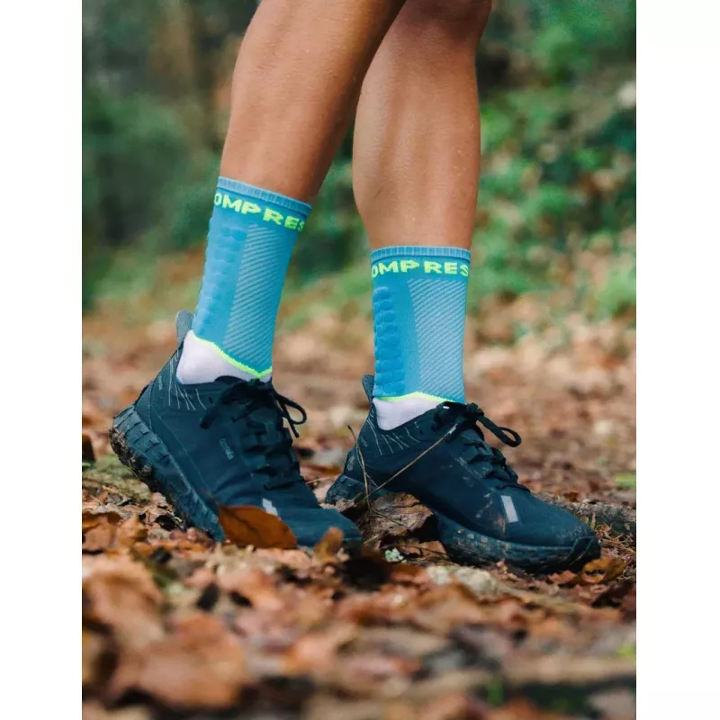 Compressport ULTRA TRAIL SOCKS V2.0 Norse Blue/Neon Green - Bilde 4