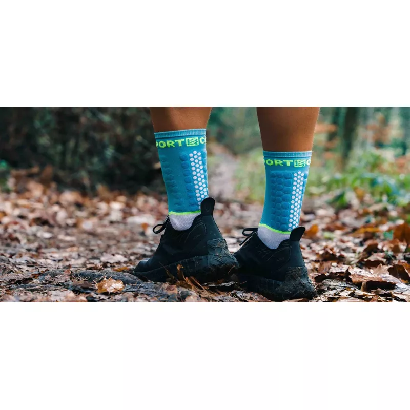Compressport ULTRA TRAIL SOCKS V2.0 Norse Blue/Neon Green - Bilde 7