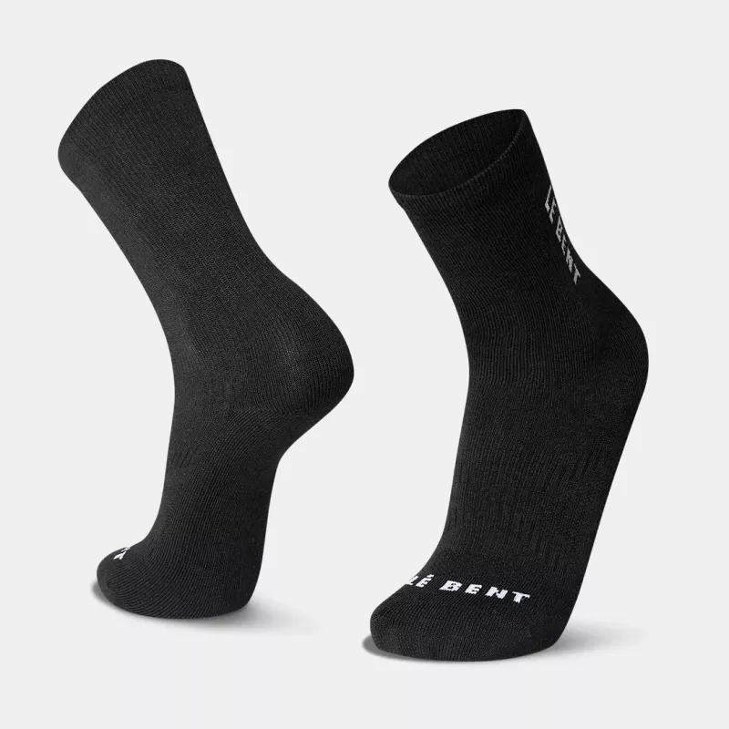 LeBent Zero Cushion Logo 3/4 Crew Sock Black