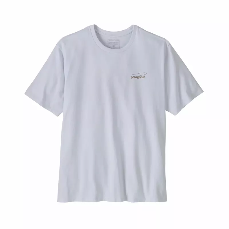 Patagonia Mens Casting Logo Responsibili-Tee White