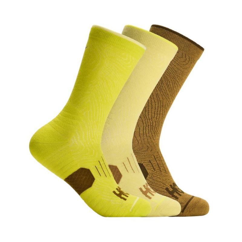 Hoka Crew Run Sock 3-Pack Unisex Hoka Citrus/Pomelo Yellow/Mustard Seed