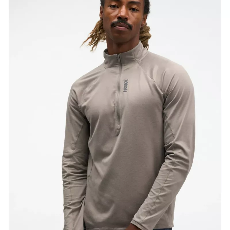 Hoka Skyform Half Zip Mens Pebble Grey Htr