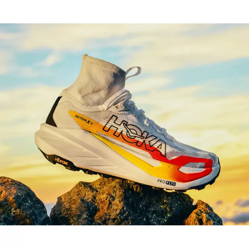 Hoka Tecton X 4 Womens Frost/Neon Tangerine