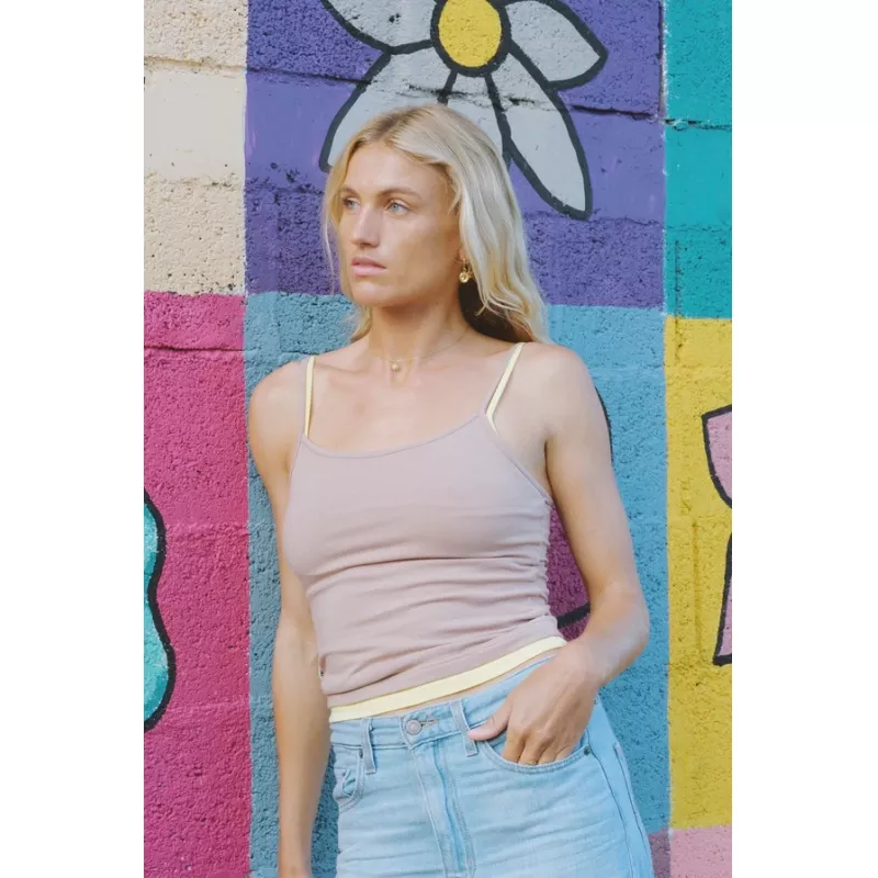 Pre Après Duo Top Womens Taupe/Yellow