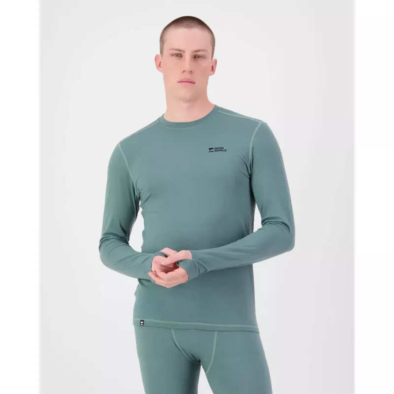 Mons Royale Cascade Merino Base Layer Long Sleeve Mens Burnt Sage