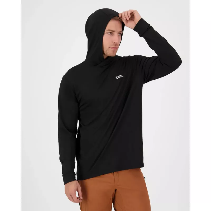 Mons Royale Pivot Merino Long Sleeve Hood Mens Black