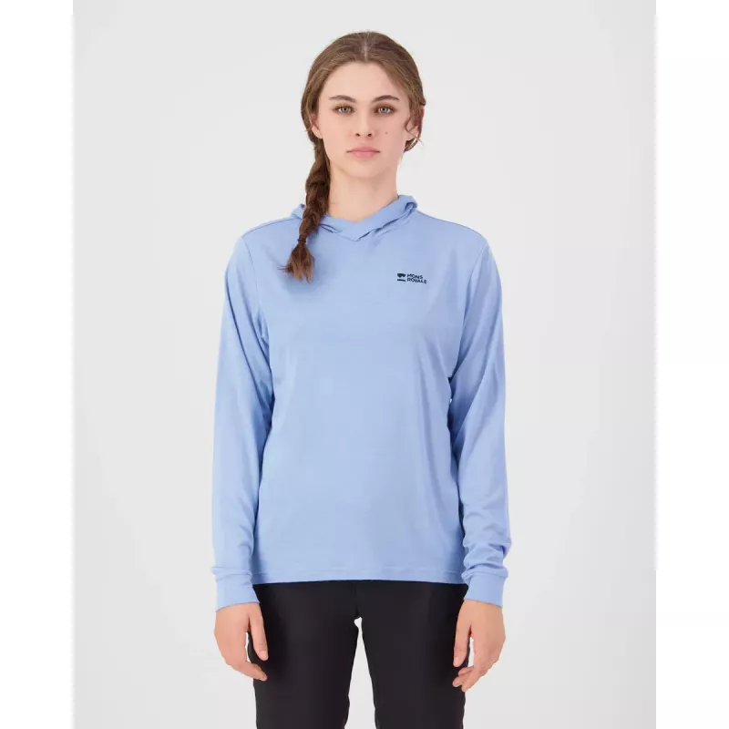 Mons Royale Pivot Merino Long Sleeve Hood Womens Moonstone