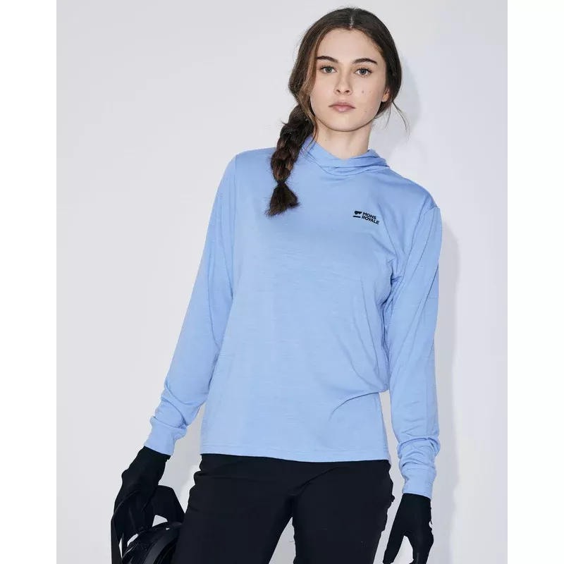 Mons Royale Pivot Merino Long Sleeve Hood Womens Moonstone - Bilde 3