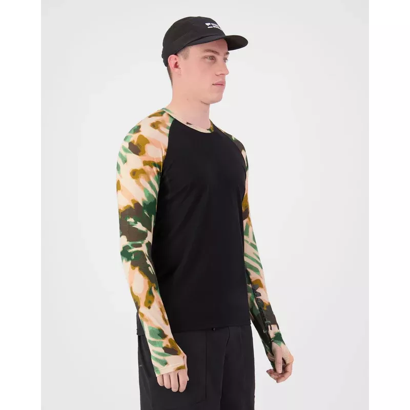 Mons Royale Temple Merino Long Sleeve Mens Bush Camo/Black - Bilde 3
