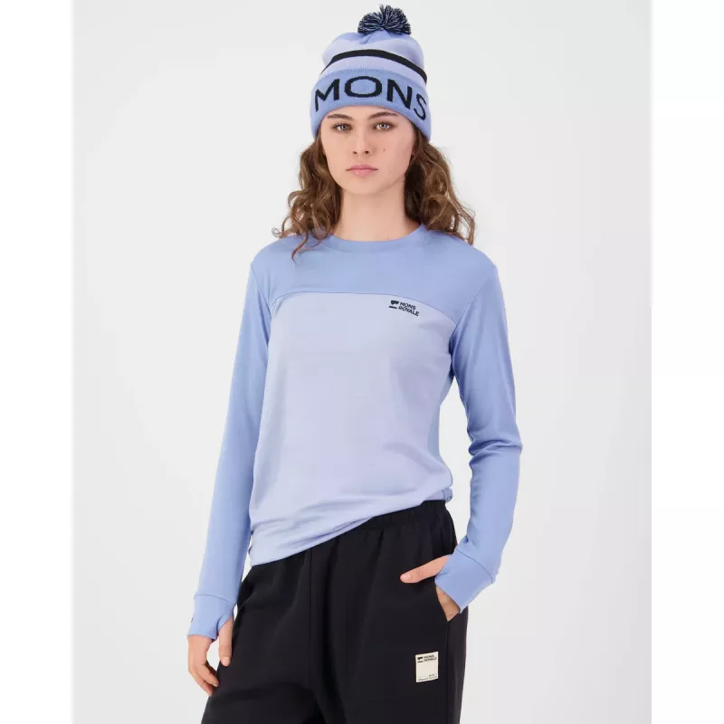 Mons Royale Yotei Merino Long Sleeve Womens Ice Blue/Moonstone
