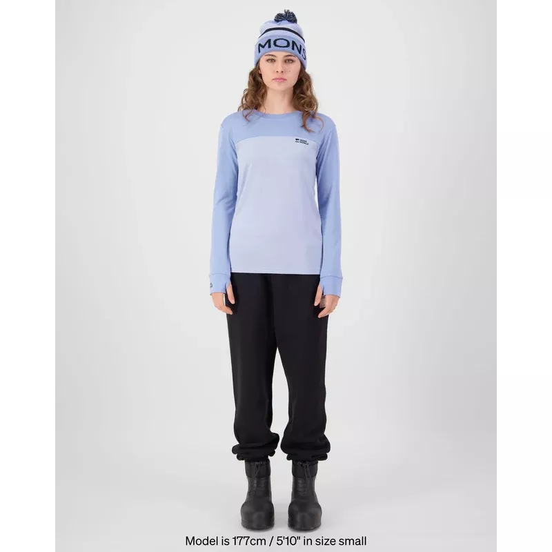 Mons Royale Yotei Merino Long Sleeve Womens Ice Blue/Moonstone - Bilde 3